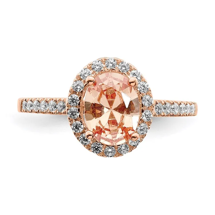Goldia Rings 14k Rose Gold Morganite Real Diamond Halo Engagement Ring