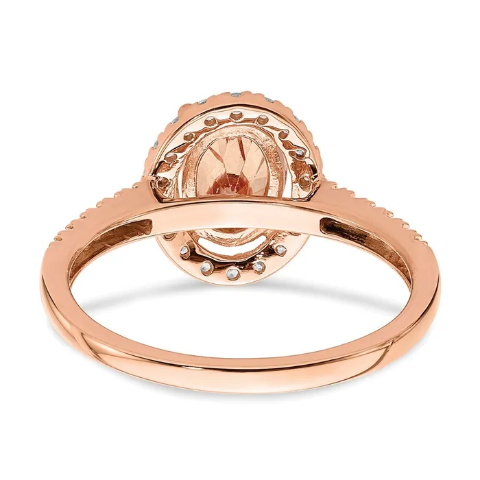 Goldia Rings 14k Rose Gold Morganite Real Diamond Halo Engagement Ring