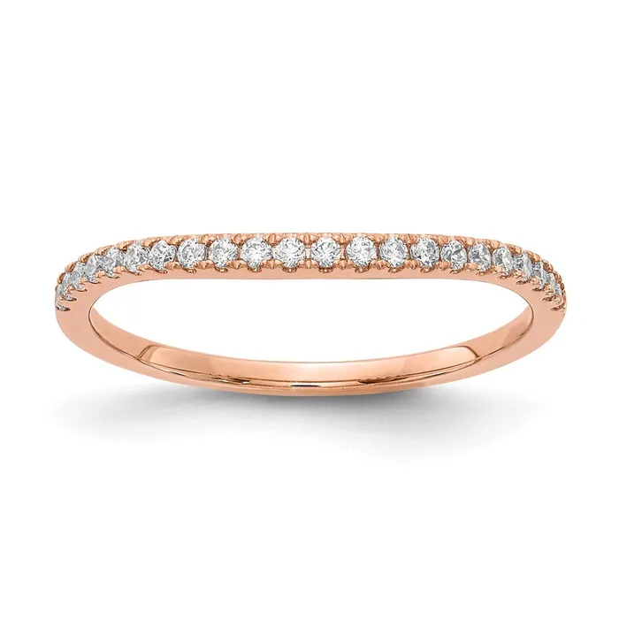 Goldia Rings 14k Rose Gold Real Diamond Contoured Wedding Band