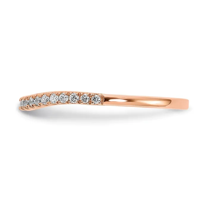 Goldia Rings 14k Rose Gold Real Diamond Contoured Wedding Band