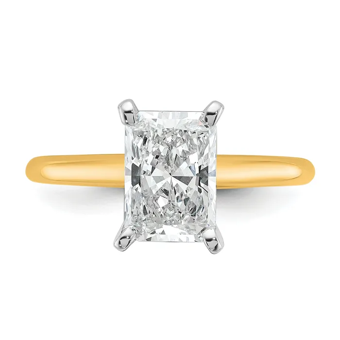 Goldia Rings 14k Twotone 2 Ct Lab Grown Diamond VSSI G Radiant Solitare Engagement Ring