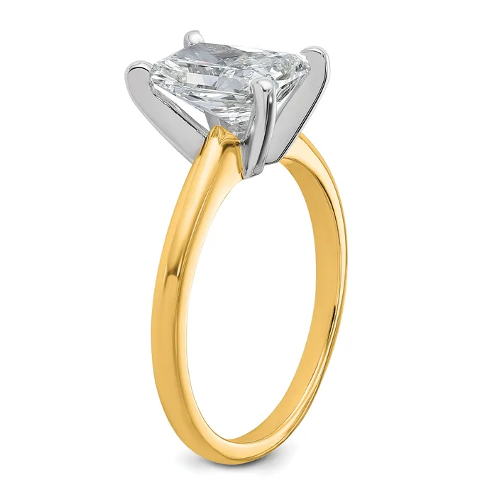 Goldia Rings 14k Twotone 2 Ct Lab Grown Diamond VSSI G Radiant Solitare Engagement Ring