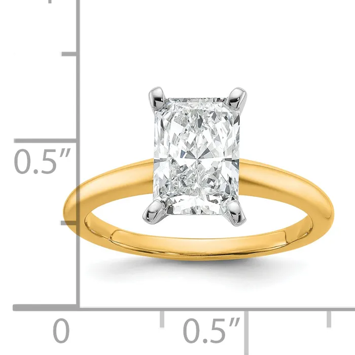 Goldia Rings 14k Twotone 2 Ct Lab Grown Diamond VSSI G Radiant Solitare Engagement Ring