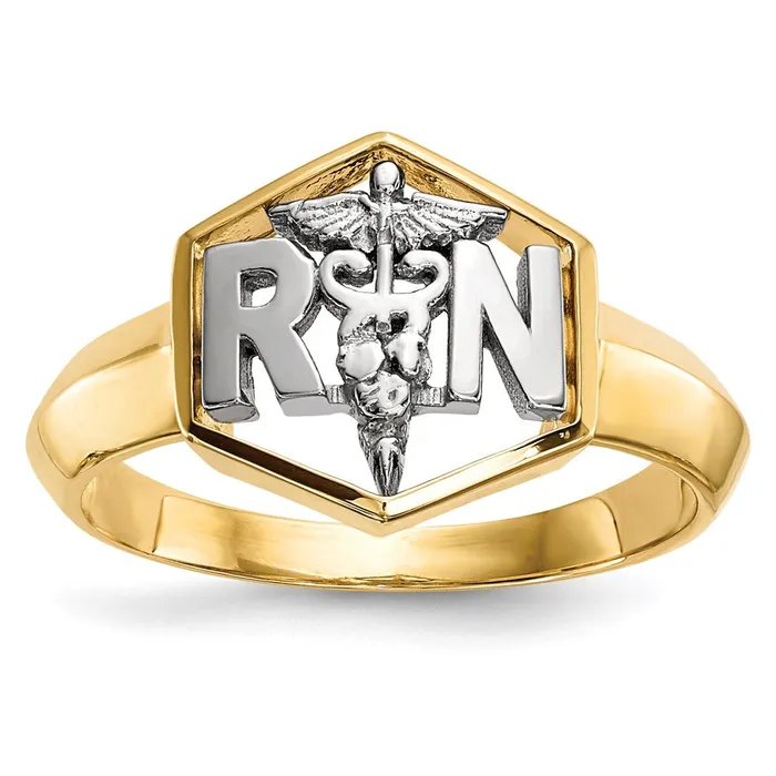 Goldia Rings 14k TwoTone Gold Polished Registered Nurse Ring