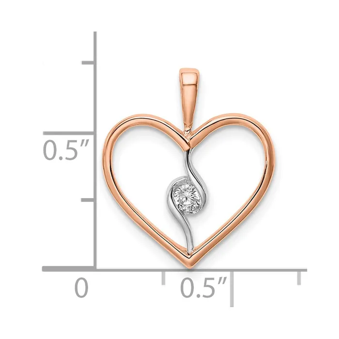 Goldia Rings 14k TwoTone Gold White and Rose Heart Real Diamond Pendant