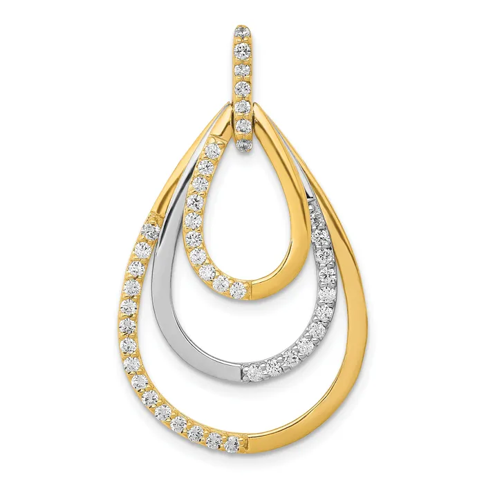 Goldia Rings 14K TwoTone Lab Grown Diamond VSSI FGH Teardrop Pendant