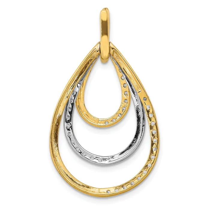 Goldia Rings 14K TwoTone Lab Grown Diamond VSSI FGH Teardrop Pendant