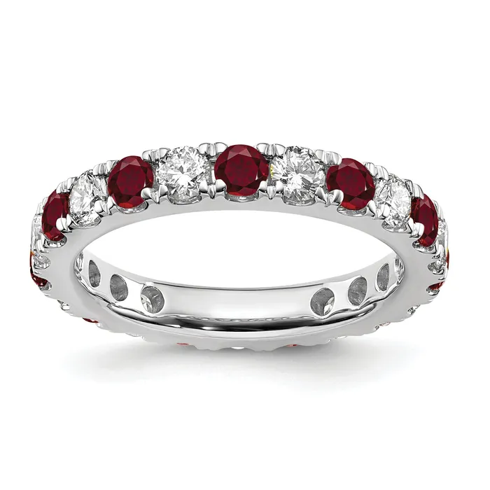 Goldia Rings 14k White Gold 1 15 Ct Lab Grown Diamond VSSI G and Lab Created Ruby Eternity Band Ring Goldia Rings 14k White Gold 1 15 Ct Lab Grown Diamond VSSI G and Lab Created Ruby Eternity Band Ring