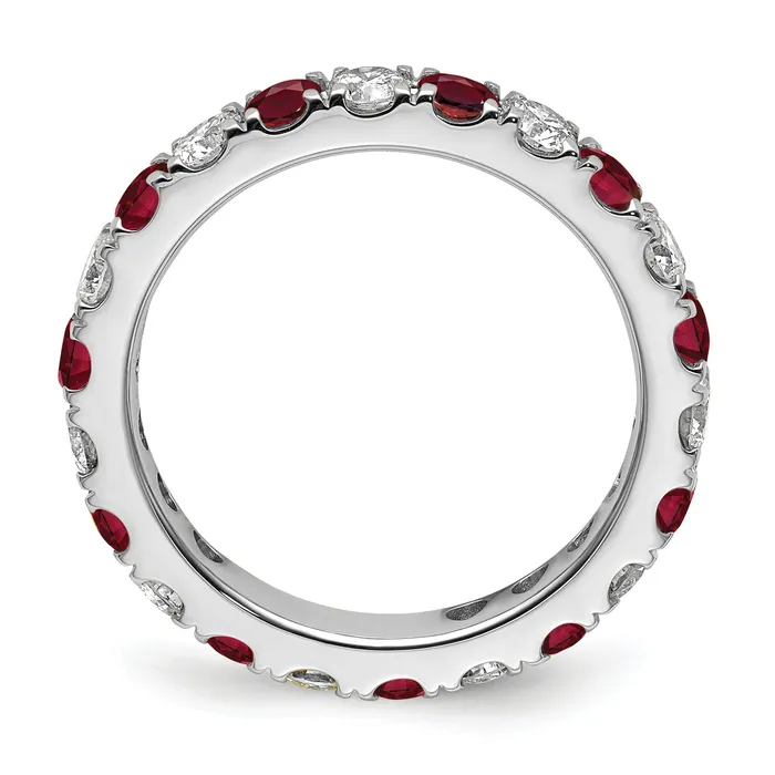 Goldia Rings 14k White Gold 1 15 Ct Lab Grown Diamond VSSI G and Lab Created Ruby Eternity Band Ring
