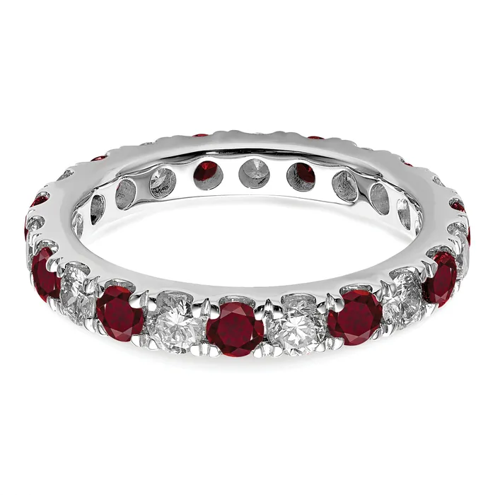 Goldia Rings 14k White Gold 1 15 Ct Lab Grown Diamond VSSI G and Lab Created Ruby Eternity Band Ring