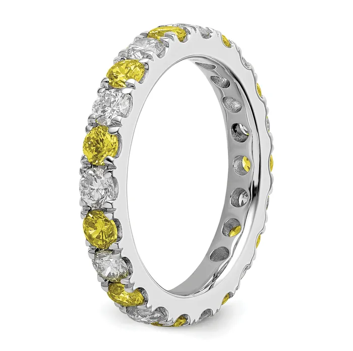 Goldia Rings 14k White Gold 1 15 Ct Lab Grown Diamond VSSI G and Lab Created Ruby Eternity Band Ring