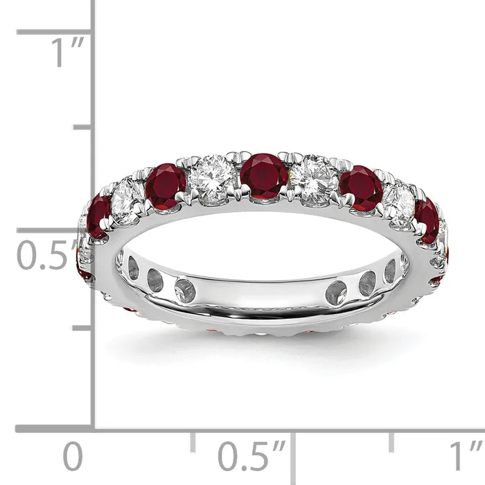 Goldia Rings 14k White Gold 1 15 Ct Lab Grown Diamond VSSI G and Lab Created Ruby Eternity Band Ring