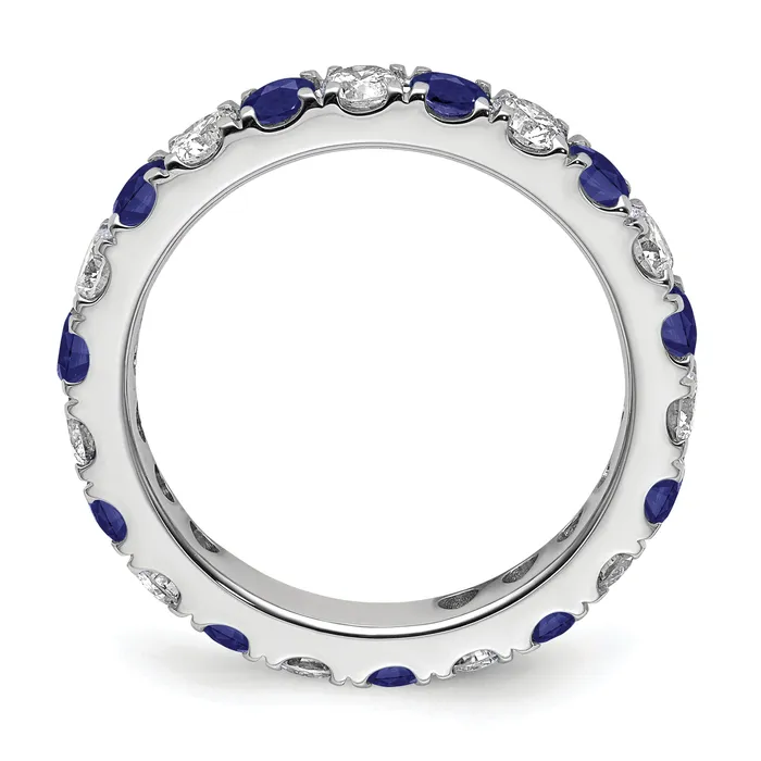 Goldia Rings 14k White Gold 1 Ct Lab Grown Diamond VSSI G and Lab Created Blue Sapphire Eternity Band Ring