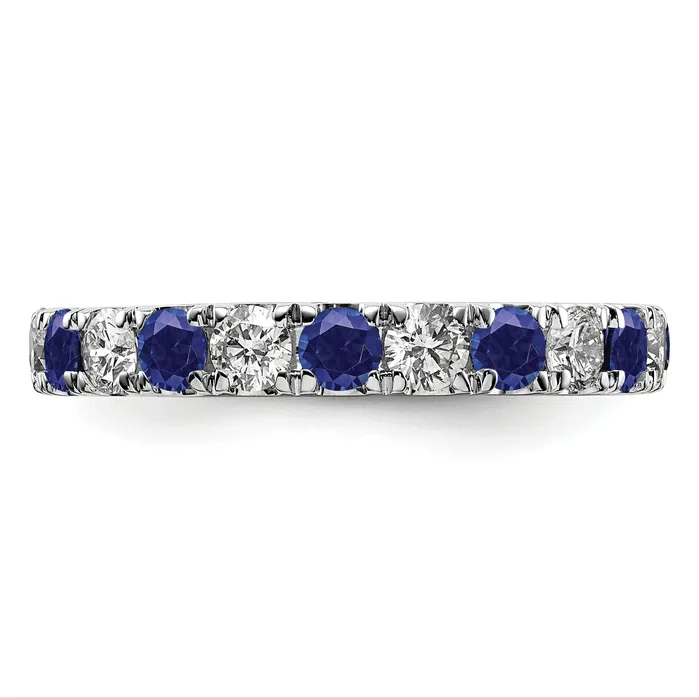 Goldia Rings 14k White Gold 1 Ct Lab Grown Diamond VSSI G and Lab Created Blue Sapphire Eternity Band Ring