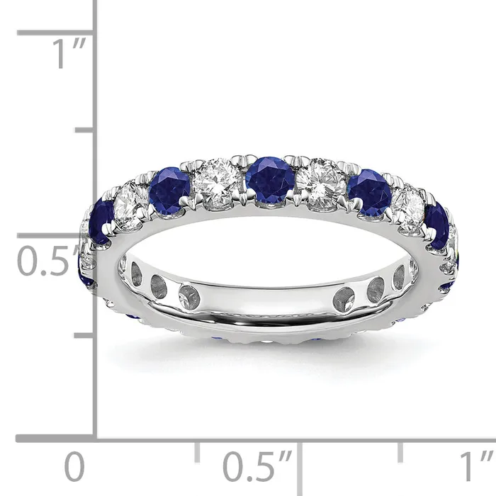 Goldia Rings 14k White Gold 1 Ct Lab Grown Diamond VSSI G and Lab Created Blue Sapphire Eternity Band Ring