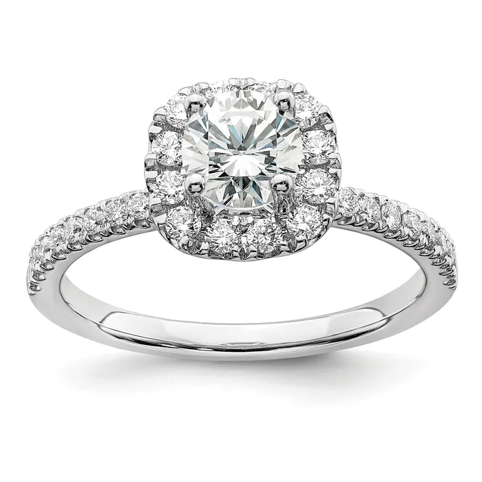 Goldia Rings 14k White Gold 1 Ct Lab Grown Diamond VSSI G Round Halo Engagement Ring Goldia Rings 14k White Gold 1 Ct Lab Grown Diamond VSSI G Round Halo Engagement Ring