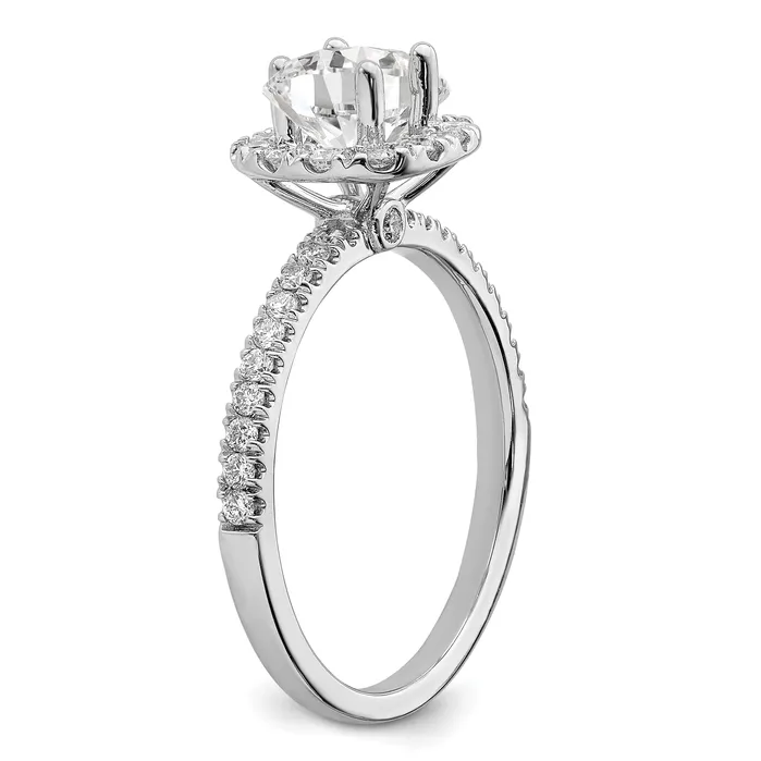 Goldia Rings 14k White Gold 1 Ct Lab Grown Diamond VSSI G Round Halo Engagement Ring