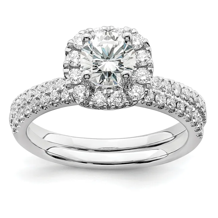 Goldia Rings 14k White Gold 1 Ct Lab Grown Diamond VSSI G Round Halo Engagement Ring