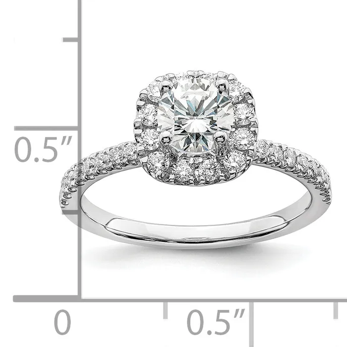 Goldia Rings 14k White Gold 1 Ct Lab Grown Diamond VSSI G Round Halo Engagement Ring