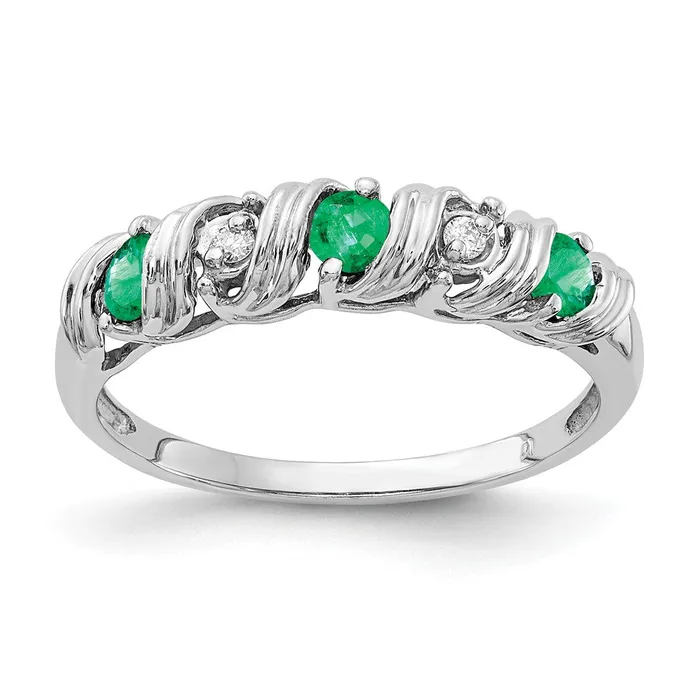 Goldia Rings 14k White Gold 275mm Emerald AA Diamond ring
