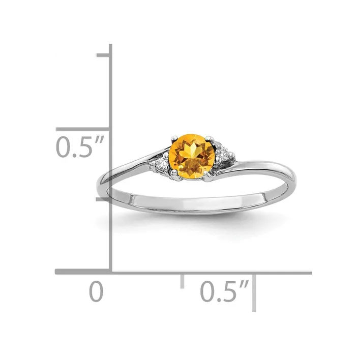 Goldia Rings 14k White Gold 4mm Citrine AAA Diamond ring