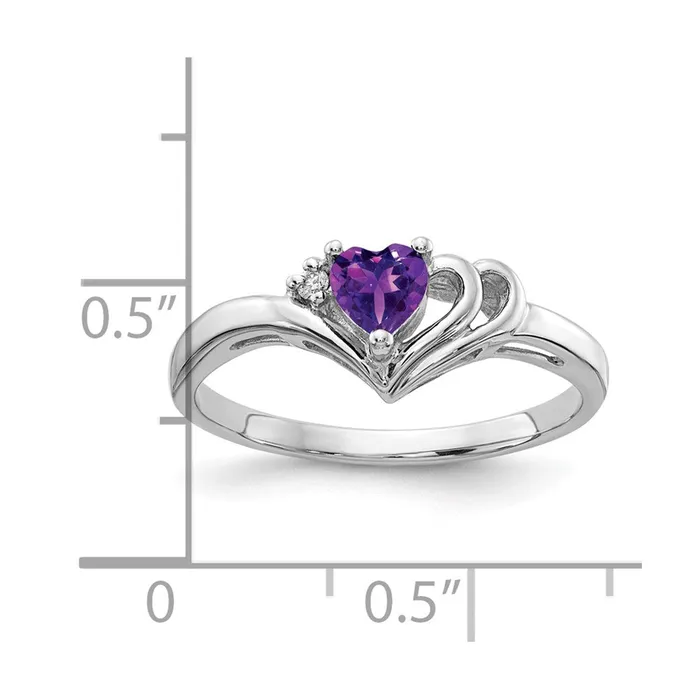 Goldia Rings 14k White Gold 4mm Heart Amethyst AA Diamond ring