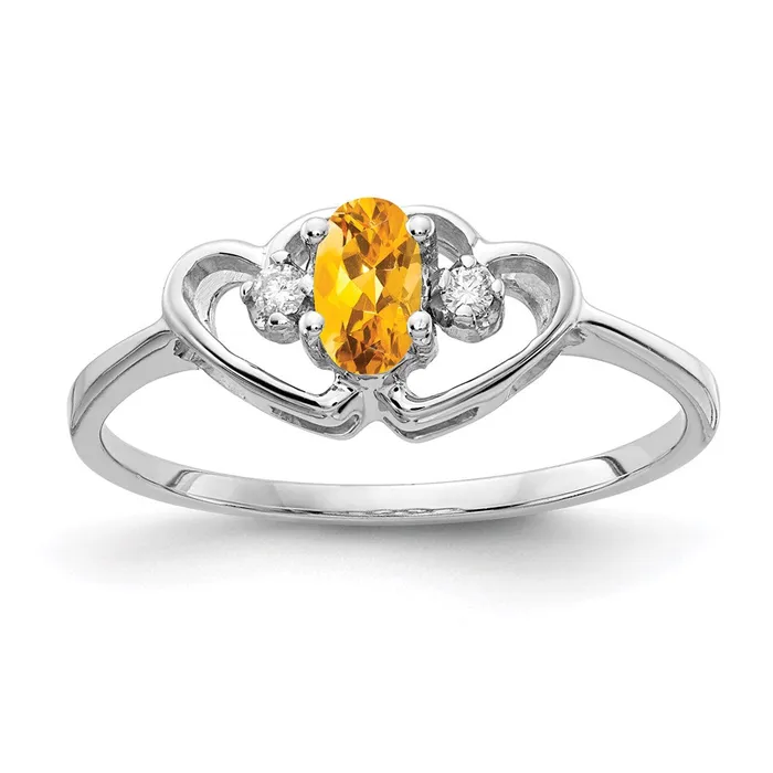 Goldia Rings 14k White Gold 5x3mm Oval Citrine A Real Diamond ring