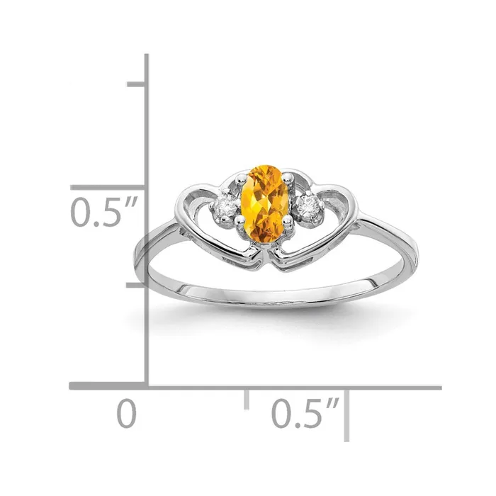 Goldia Rings 14k White Gold 5x3mm Oval Citrine A Real Diamond ring