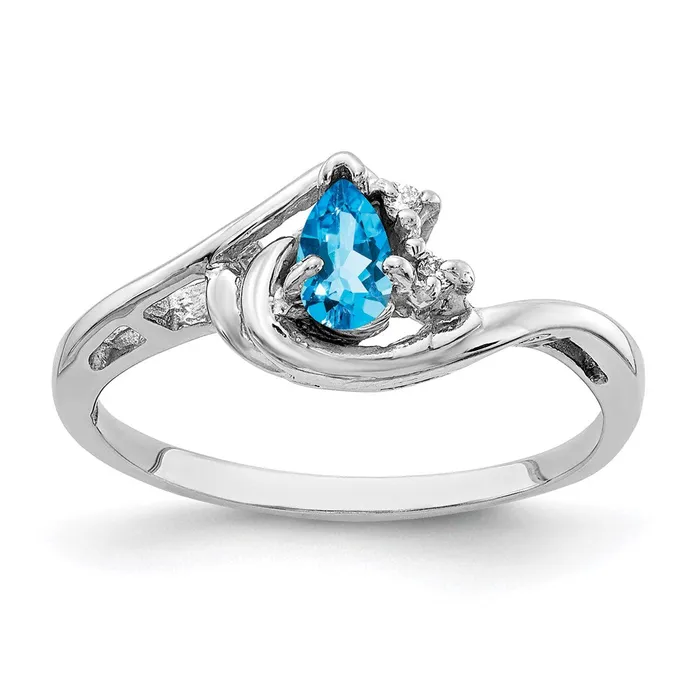 Goldia Rings 14k White Gold 5x3mm Pear Blue Topaz A Real Diamond ring