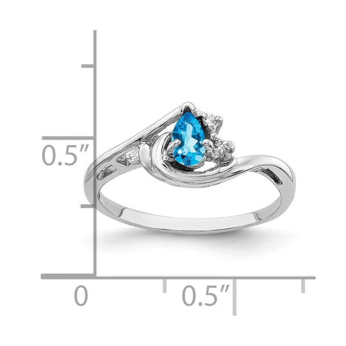 Goldia Rings 14k White Gold 5x3mm Pear Blue Topaz A Real Diamond ring