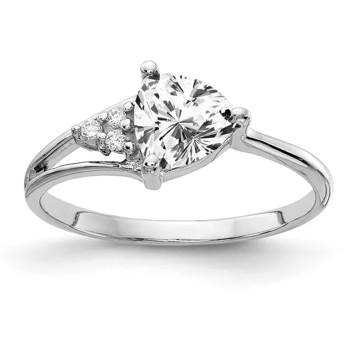 Goldia Rings 14k White Gold 6mm Cubic Zirconia AA Diamond ring