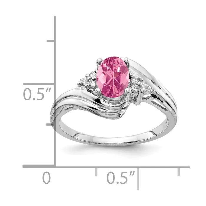 Goldia Rings 14k White Gold 7x5mm Oval Pink Tourmaline VS Diamond ring