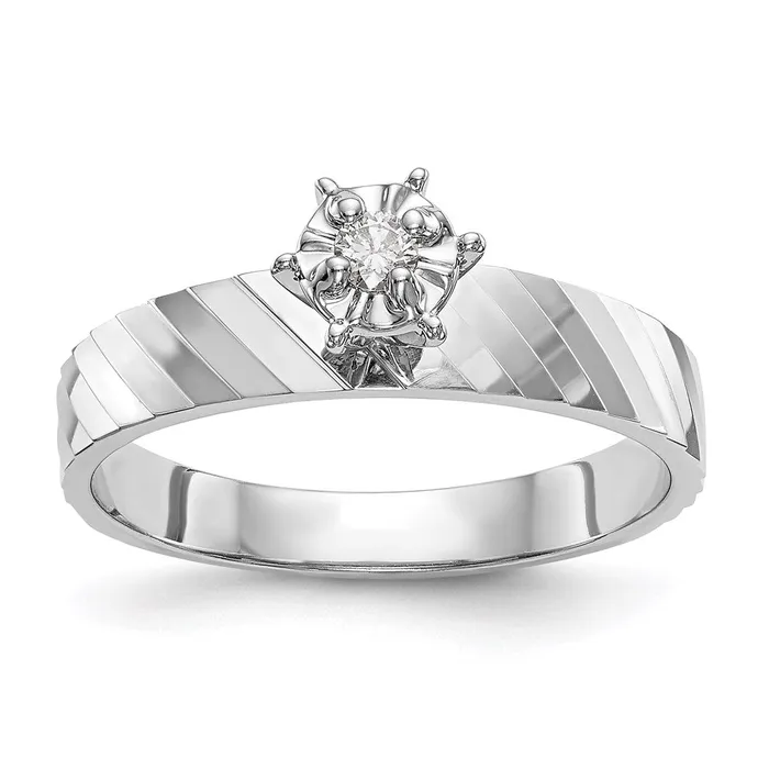 Goldia Rings 14k White Gold AA Quality Trio Engagement Ring