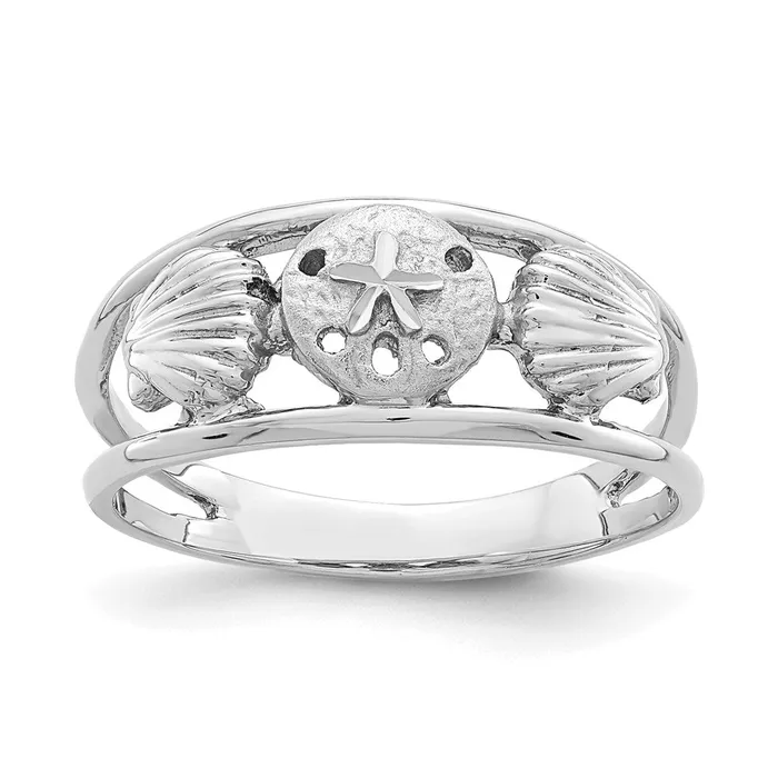 Goldia Rings 14K White Gold Brushed u0026 Polished Sealife Ring