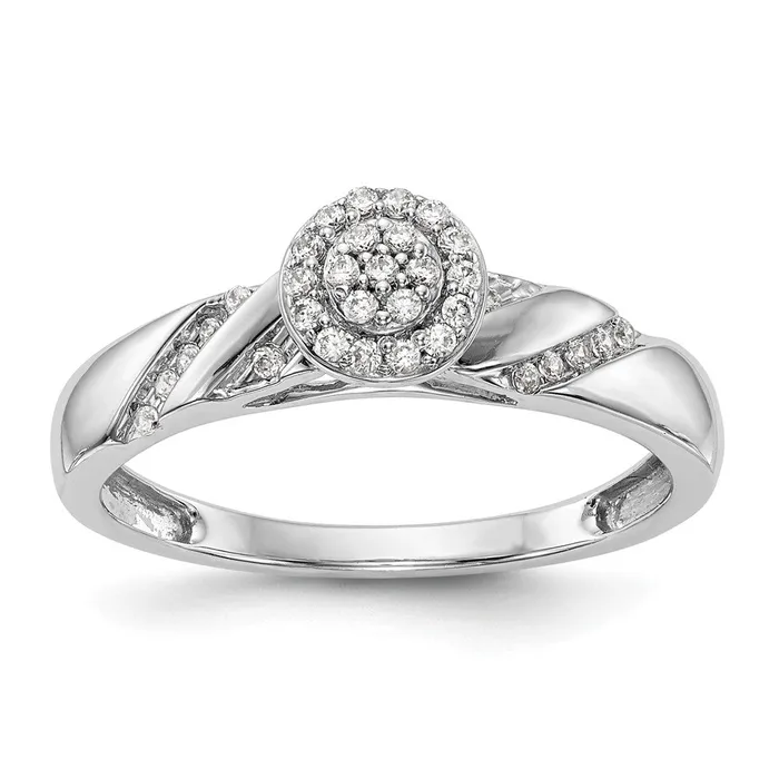 Goldia Rings 14K White Gold Complete Real Diamond Trio Cluster Engagement Ring Goldia Rings 14K White Gold Complete Real Diamond Trio Cluster Engagement Ring
