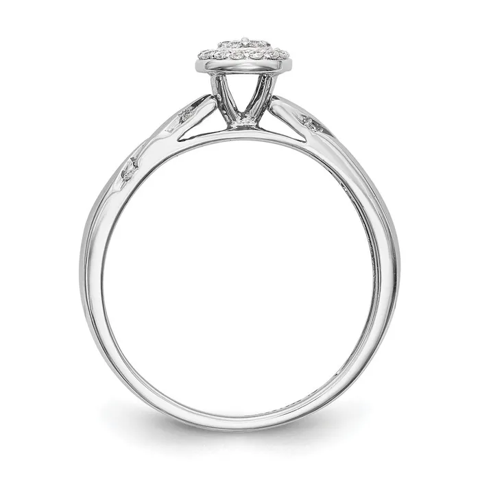 Goldia Rings 14K White Gold Complete Real Diamond Trio Cluster Engagement Ring