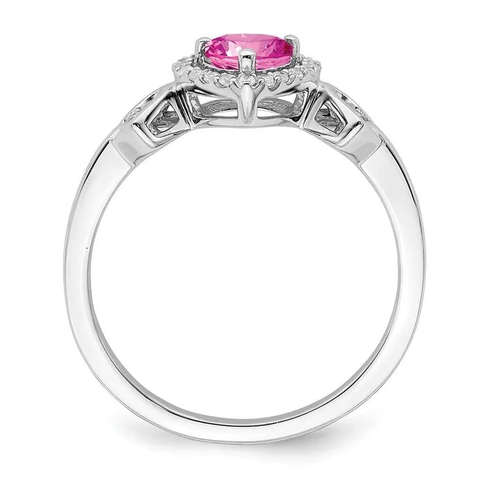Goldia Rings 14k White Gold Created Pink Sapphire and Real Diamond Heart Ring