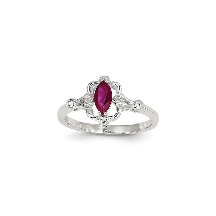 Goldia Rings 14k White Gold Genuine Ruby Diamond Ring