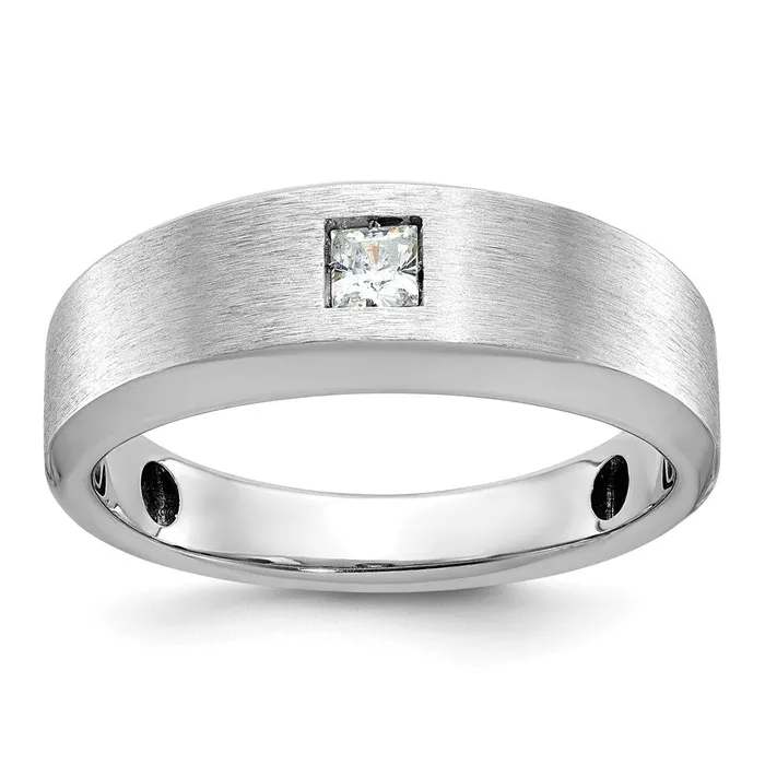 Goldia Rings 14k White Gold Mens Polished and Satin 16 carat Diamond Complete Ring Goldia Rings 14k White Gold Mens Polished and Satin 16 carat Diamond Complete Ring