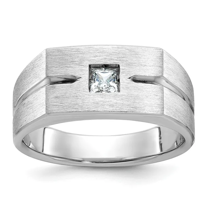Goldia Rings 14k White Gold Mens Polished and Satin Diamond Ring Mounting