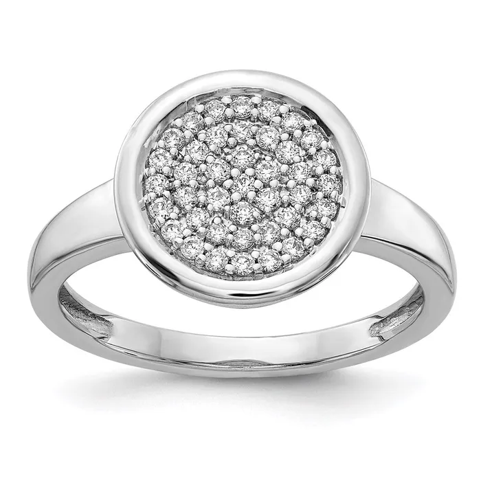 Goldia Rings 14k White Gold Real Diamond Fancy Circle Ring