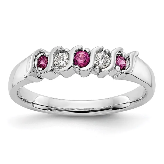 Goldia Rings 14k White Gold Real Diamond wRuby Band
