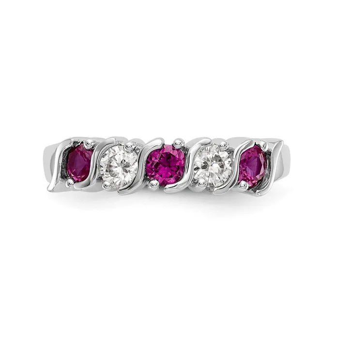 Goldia Rings 14k White Gold Real Diamond wRuby Band