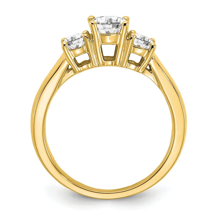 Goldia Rings 14k Yellow Gold 12 Ct Lab Grown Diamond VSSI G 12 Ct Center Round Three Stone Engagement Ring