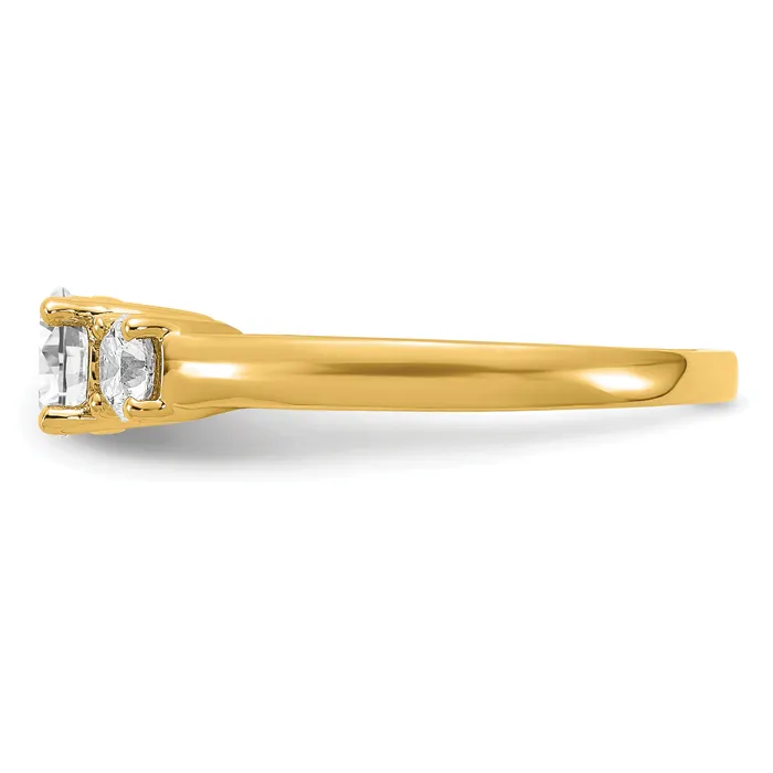 Goldia Rings 14k Yellow Gold 12 Ct Lab Grown Diamond VSSI G 12 Ct Center Round Three Stone Engagement Ring
