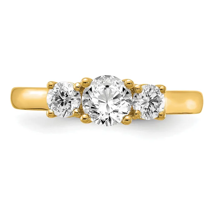 Goldia Rings 14k Yellow Gold 12 Ct Lab Grown Diamond VSSI G 12 Ct Center Round Three Stone Engagement Ring