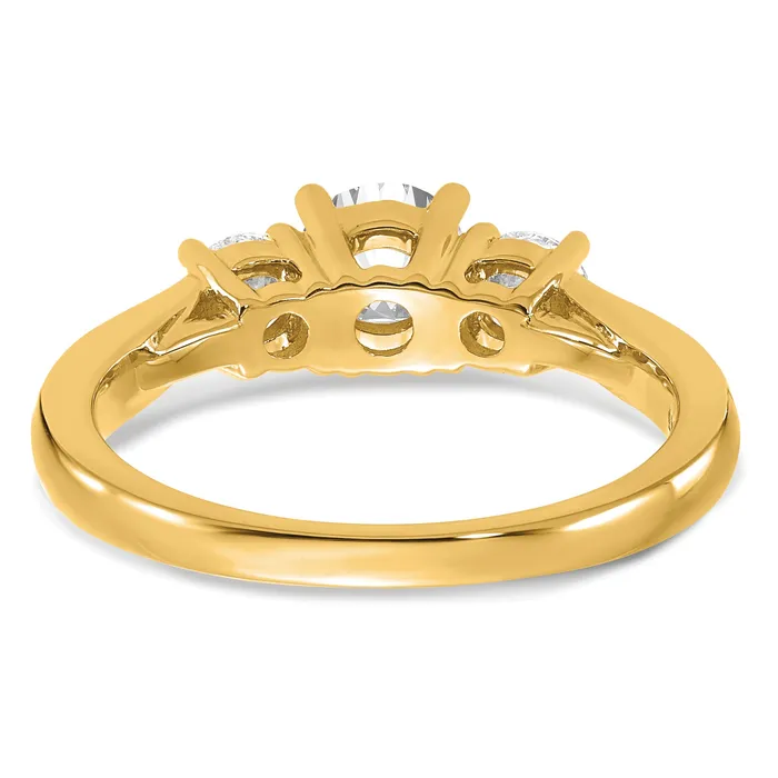 Goldia Rings 14k Yellow Gold 12 Ct Lab Grown Diamond VSSI G 12 Ct Center Round Three Stone Engagement Ring