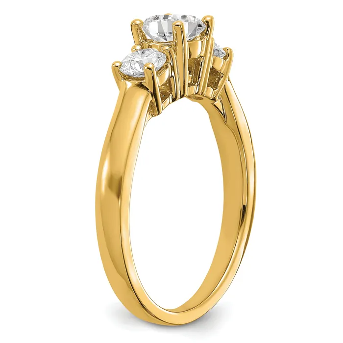 Goldia Rings 14k Yellow Gold 12 Ct Lab Grown Diamond VSSI G 12 Ct Center Round Three Stone Engagement Ring