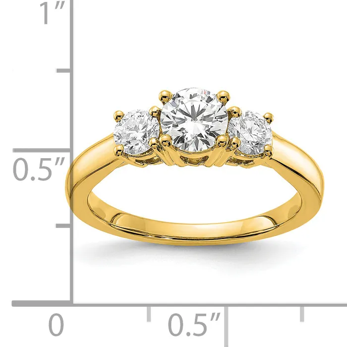 Goldia Rings 14k Yellow Gold 12 Ct Lab Grown Diamond VSSI G 12 Ct Center Round Three Stone Engagement Ring