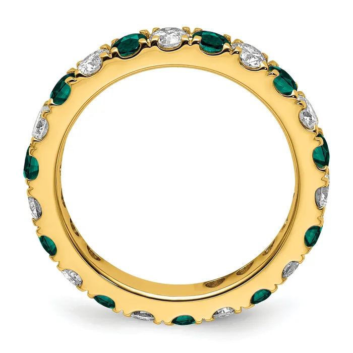 Goldia Rings 14k Yellow Gold 1 Ct Lab Grown Diamond VSSI G and Lab Created Alexandrite Eternity Band Ring